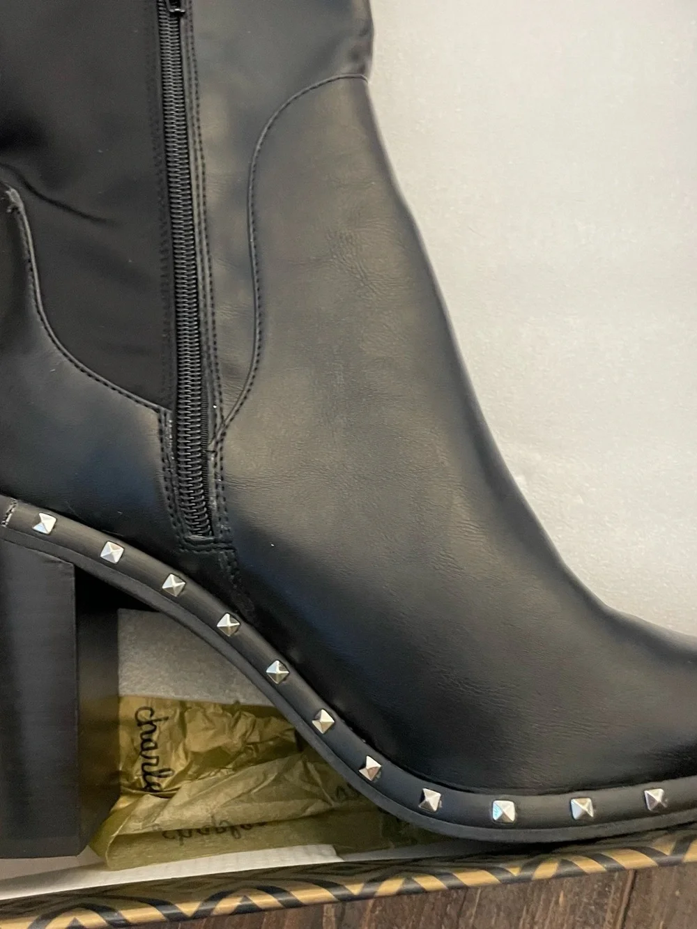 Charles By Charles David Black Studded Over-the-Knee Block Heel Boots